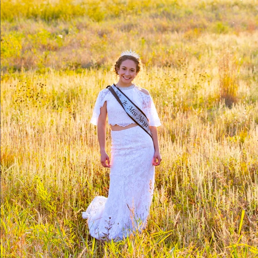 White prom dress.